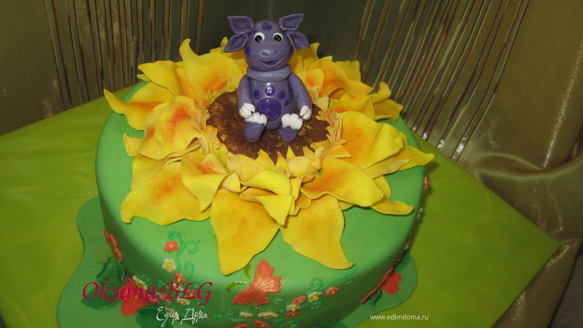Торт "Лунтик на подсолнухе" МК по украшению