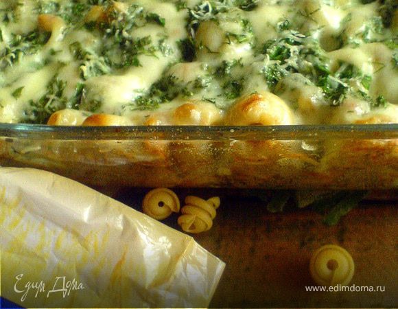 Макаронная запеканка с овощами и курицей