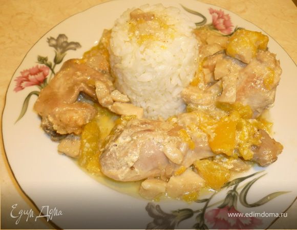 Запеченная курица с тыквой и грибами. Запеченная курица с тыквой и грибами.