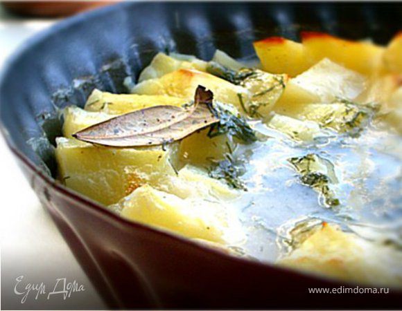Печеный картофель в бульоне