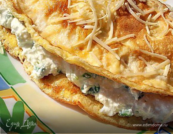 Яичный блинчик с сырно-творожной начинкой