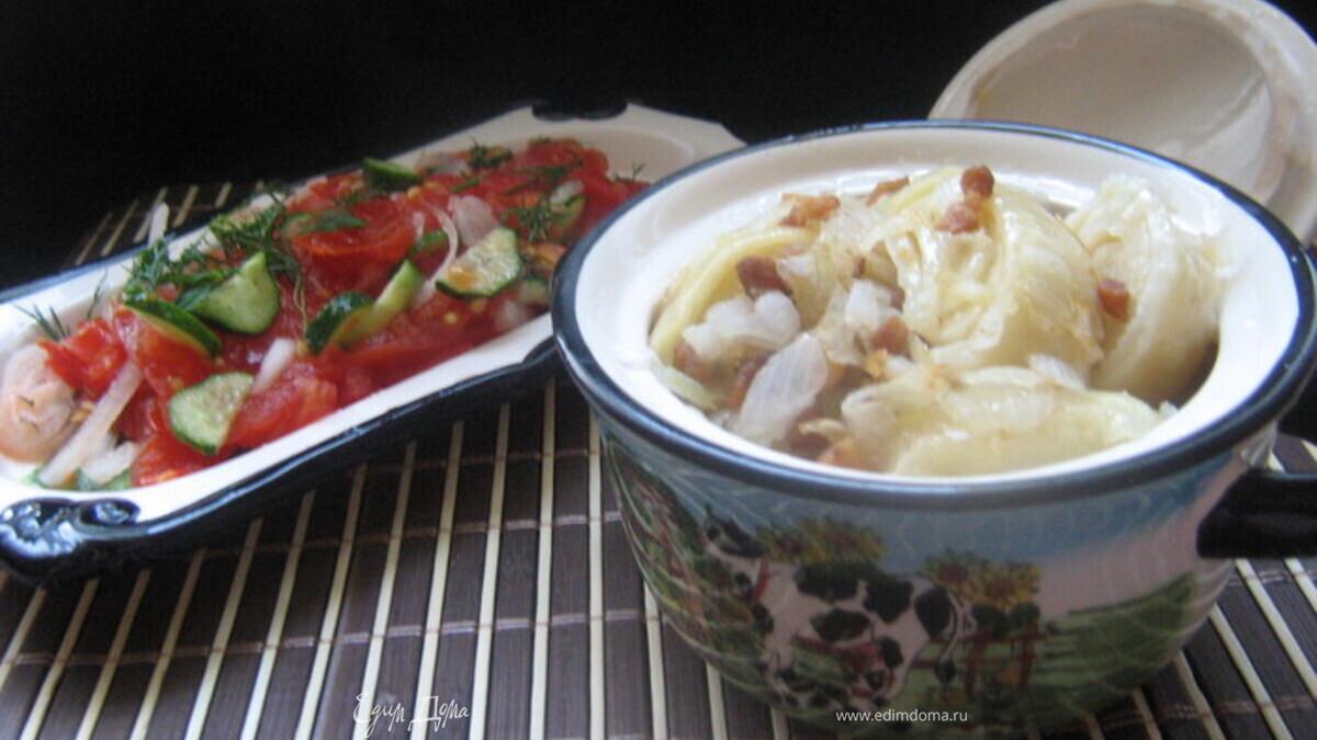 Кручёные паровые галушки с картофелем и шкварками.