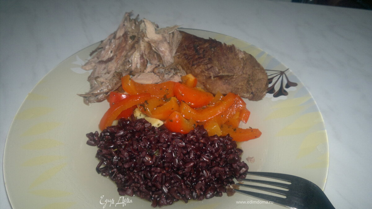 Воскресная утка + черный рис и сладкий болгарский перец
