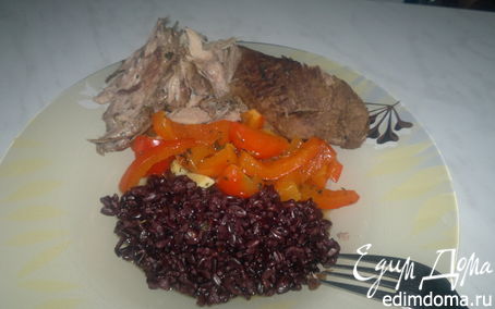 Рецепт Воскресная утка + черный рис и сладкий Болгарский перец