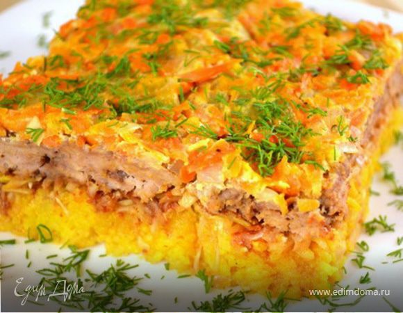 Запеканка с фаршем и рисом