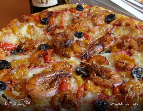 Пицца с креветками и овощами Пицца с креветками и овощами