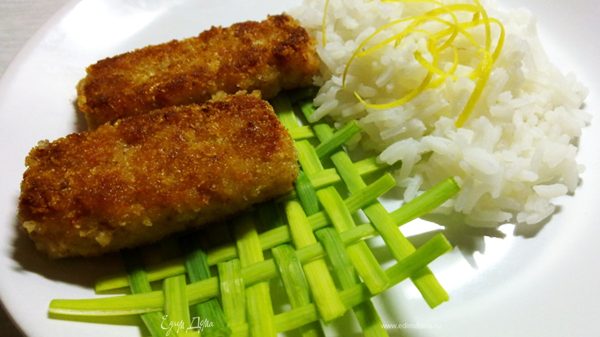 Биточки из креветок с жасминовым рисом