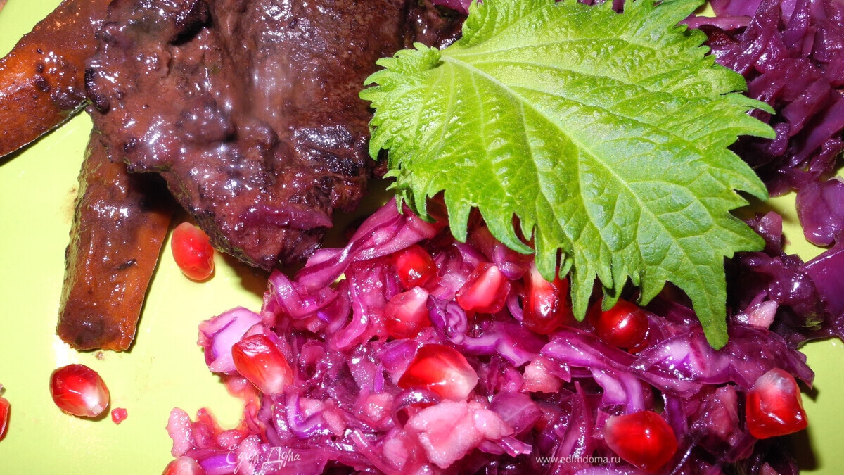 Говяжьи щечки по Становски с двумя капустами