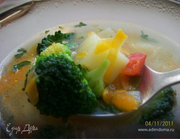Супчик с брокколи и сладким перцем для детки Супчик с брокколи и сладким перцем для детки
