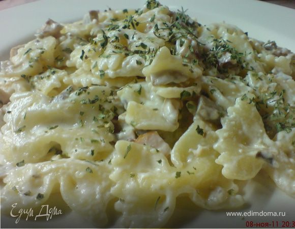Паста с грибами и беконом под сливочным соусом Паста с грибами и беконом под сливочным соусом