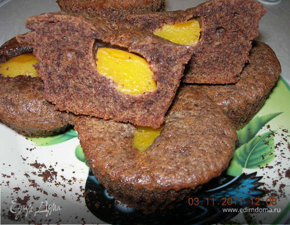 Шоколадные кексы с персиками Шоколадные кексы с персиками