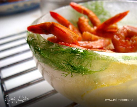 Жгучие креветки в ледяной пиале