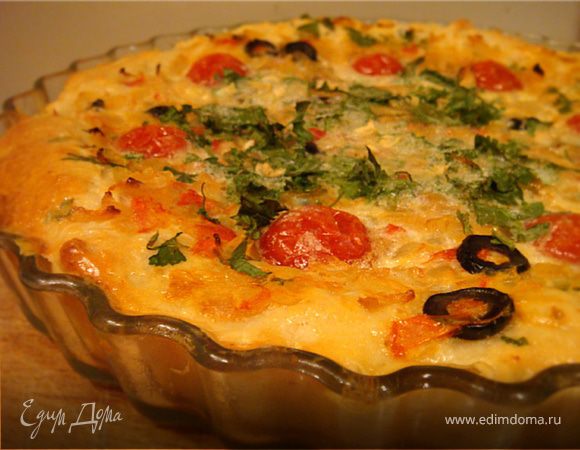 Открытый творожно-дрожжевой пирог в двух начинках