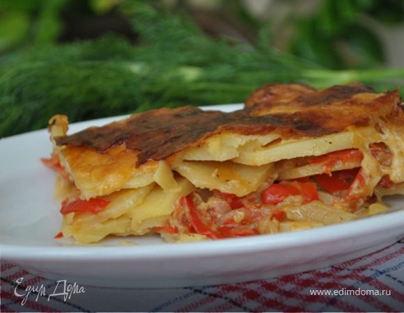 Картофельная запеканка со сладким перцем