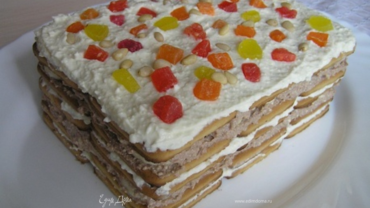 Творожный торт из печенья