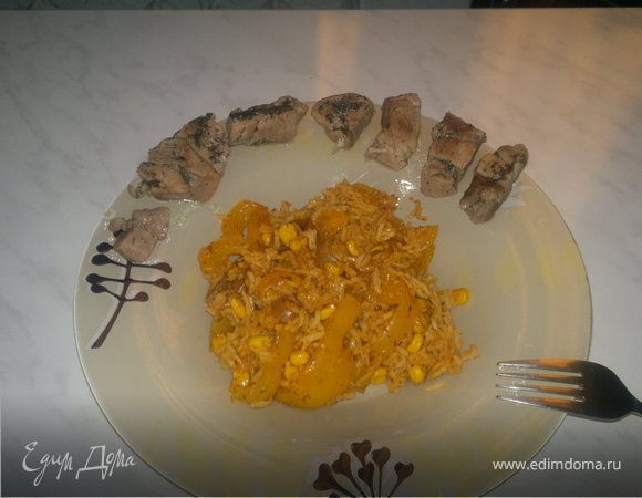 Гавайский рис и мясо индейки. Гавайский рис и мясо индейки.