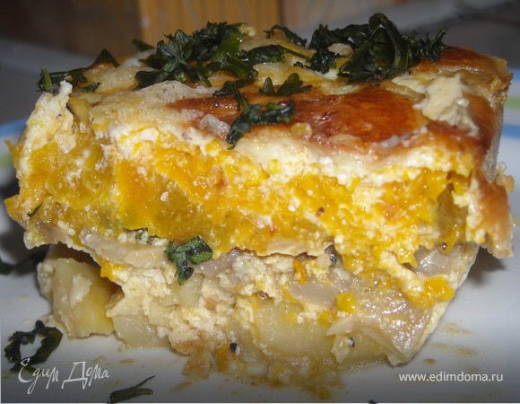 Тыквенная запеканка с картофелем и грибами Тыквенная запеканка с картофелем и грибами