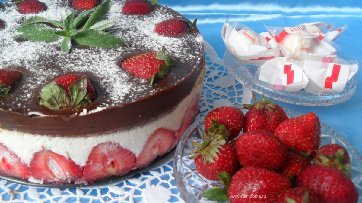 Торт клубнично-творожный