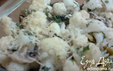 Рецепт Цветная капуста, запеченная с грибами и оливками в аэрогриле