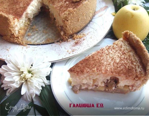 Овсяный пирог с йогуртово-творожной заливкой 