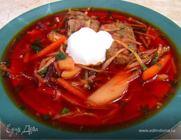 Борщ по рецепту прабабушки (со способом приготовления мясного бульона) Борщ по рецепту прабабушки (со способом приготовления мясного бульона)