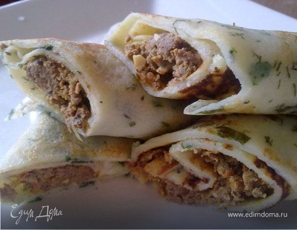 Зеленые блины с паштетом