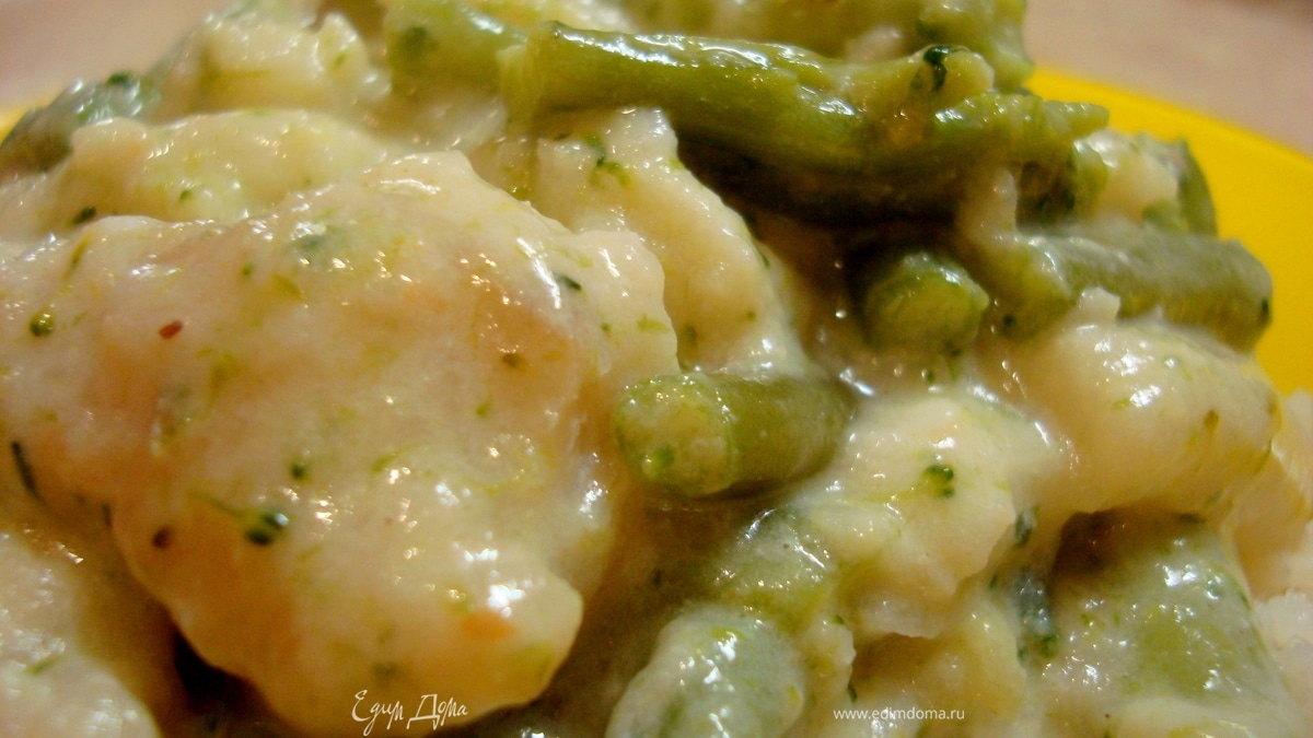 Рыба с овощами в сливочном соусе