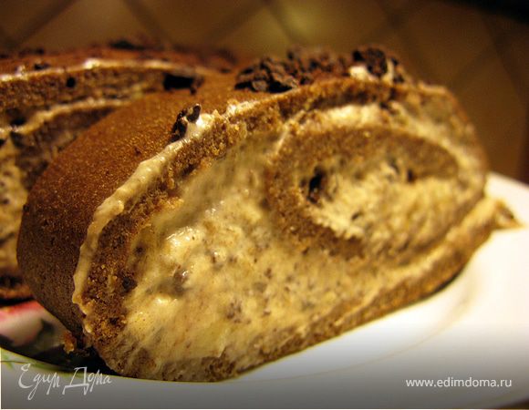 Шоколадный рулет с бананами Шоколадный рулет с бананами