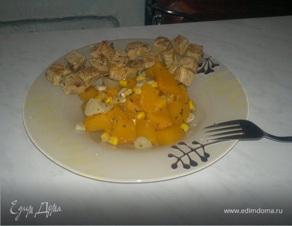 Простой субботний обед, тыква и свиная корейка.