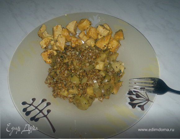 Гречетто вариант номер четыре с корнем сельдерея и шалотом + грудка индейки с французской горчицей и эстрагоном.