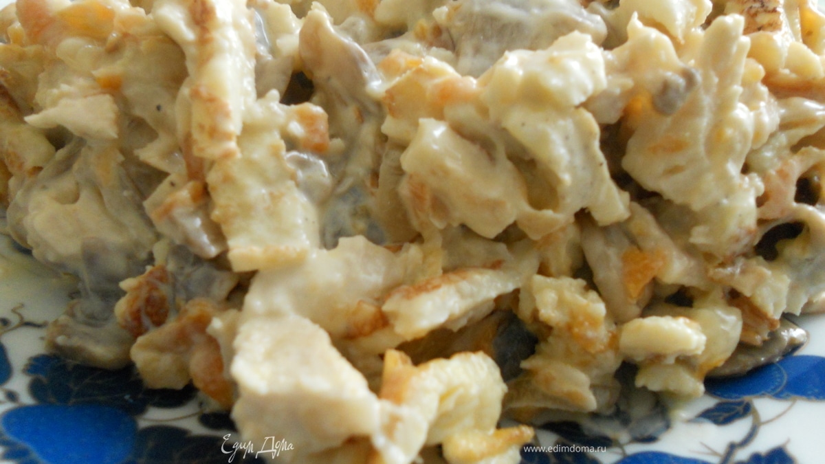 Рецепт салата «Обжорка» с курицей и грибами