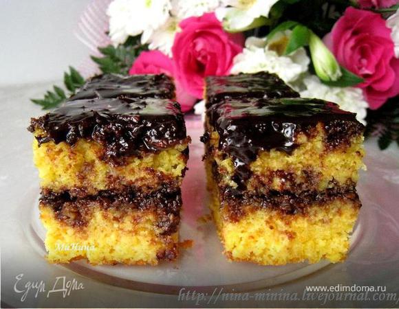 кекс апельсиново-манный с шоколадным соусом кекс апельсиново-манный с шоколадным соусом