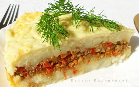 Рецепт Картофельная запеканка с фаршем под соусом Бешамель