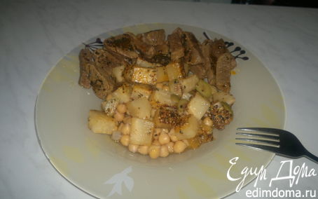 Рецепт Нут с корнем сельдерея в оливково-горчичном соусе и говядина с эстрагоном и чили.