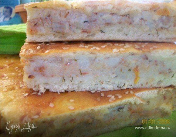 Пирог из дрожжевого теста с картофелем, гречкой и укропом Пирог из дрожжевого теста с картофелем, гречкой и укропом
