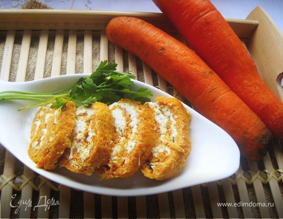 Морковные рулетики с творожным кремом