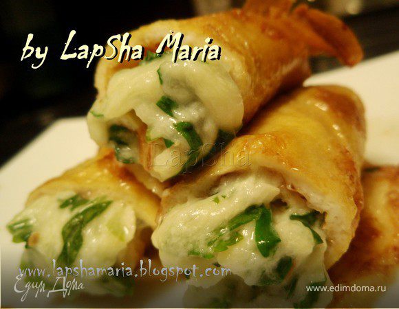 Закусочные рулетики с сыром и шпинатом