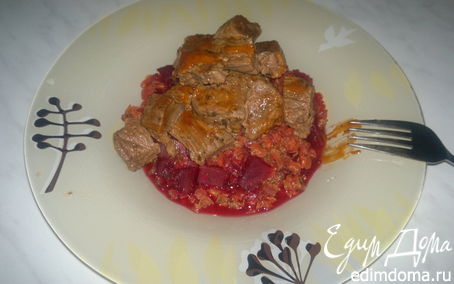 Рецепт Чечевичная похлебка вариант два ( со свеклой, луком и горчицей ) + говядина тушеная в томатно-пер...