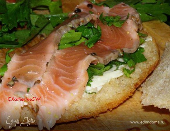 Маринованная семга с лимонным соком, кориандром и перцем (БЕЗ СОЛИ!!!)