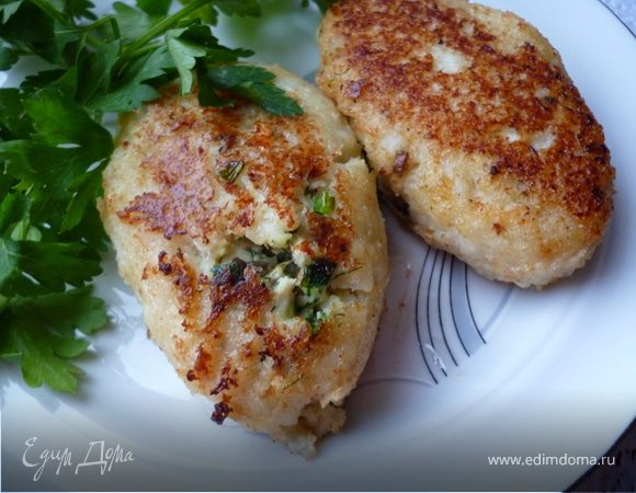 Зразы рыбные с яично-грибной начинкой.