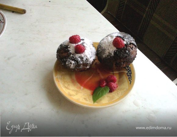 Шоколадные кексы-брауни с малиной Шоколадные кексы-брауни с малиной