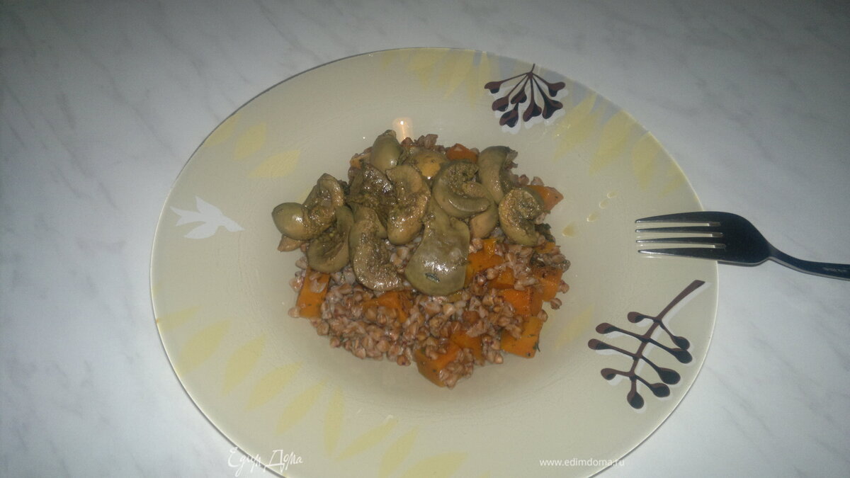 Почки барана с тыквенно - соевым гречотто