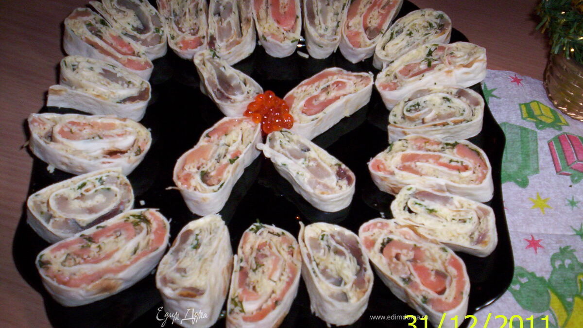 Рулетики рыбные праздничные