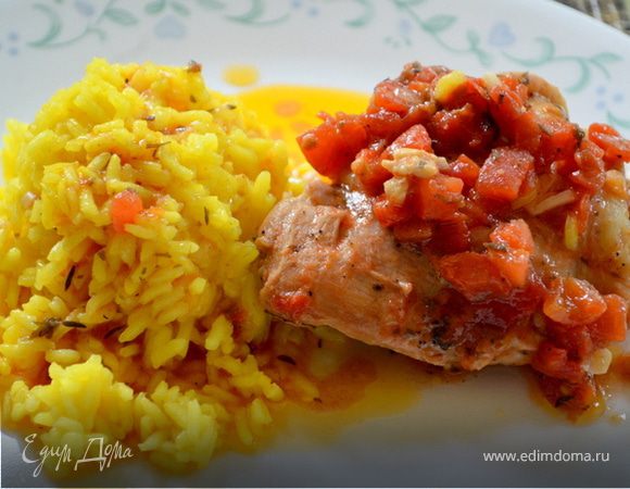 Куриное фрикасе на винном уксусе