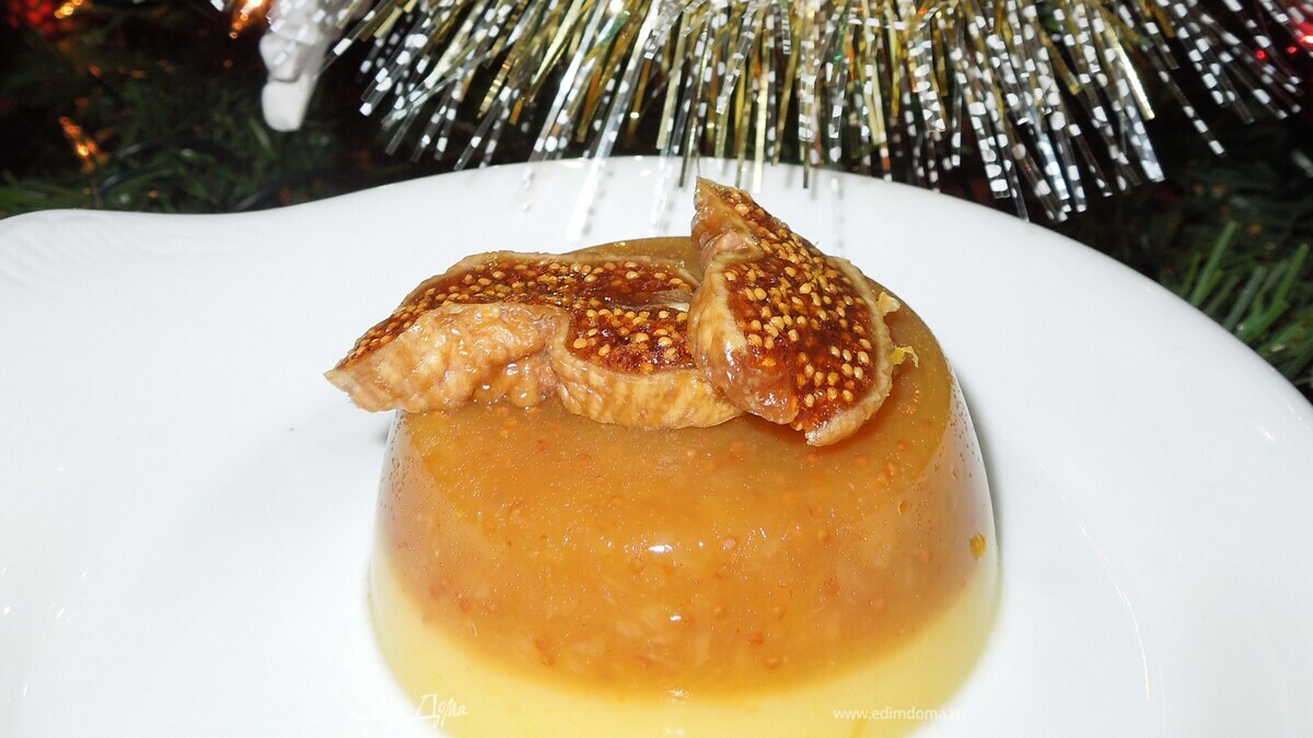 Апельсиновое желе с инжиром и кокосовым молоком на агар-агаре