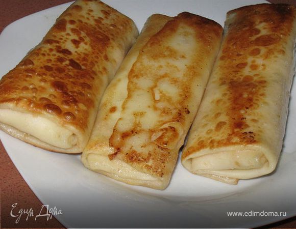 Блины на минералке с творогом