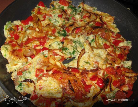 Яичница на овощной подушке Яичница на овощной подушке