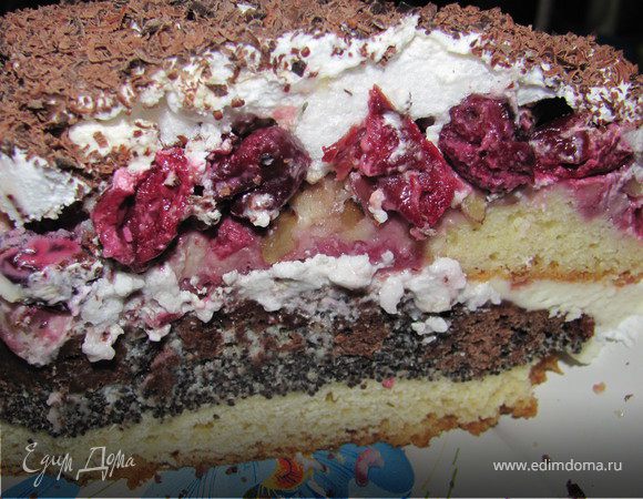 Торт маково-ореховый с вишнями Торт маково-ореховый с вишнями
