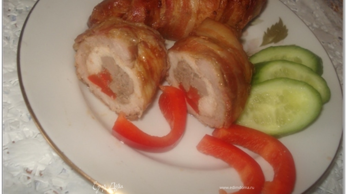 Мясные рулетики с куриной печенью и перцем 