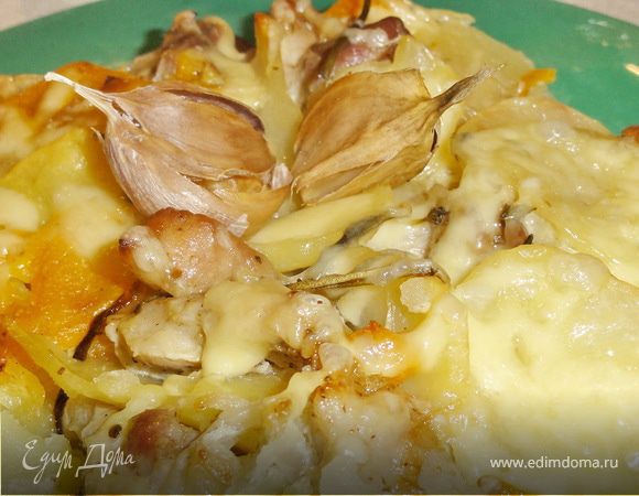 Свинина с картофелем и тыквой.